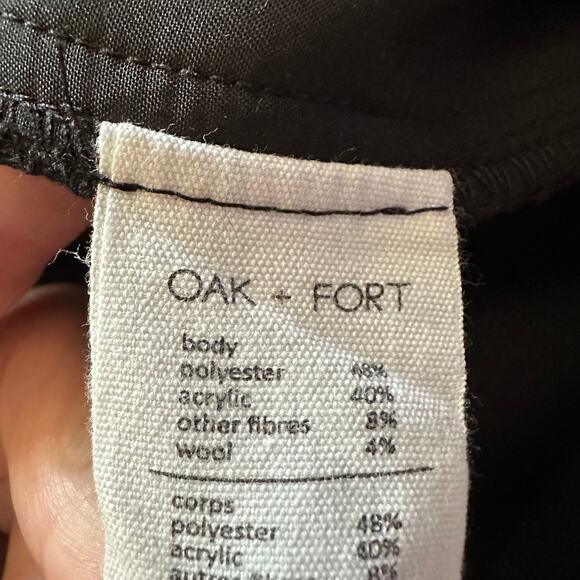 Oak + Fort Black Wool Blend Pleated High Rise Straight Leg Trouser Pants Size 4 - Picture 7 of 7